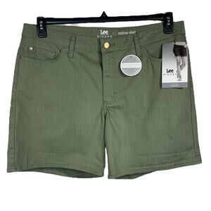 Lee SZ 18 Riders Jean Shorts Mid-Rise Zip-Fly Pockets Cuffed Olive Green New